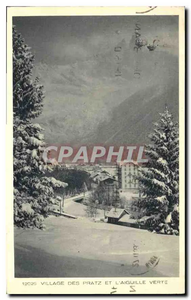 Dorf Pratz und die Aiguille Verte — Vintage Postcard Nr. 12025 — Verlag nicht sichtbar - Vorderseite