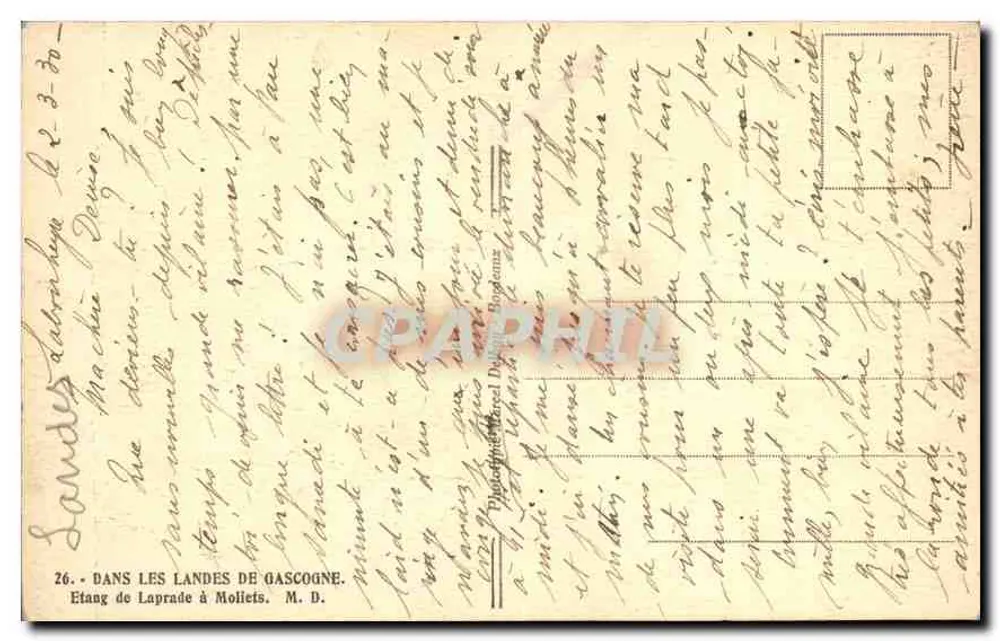 See von Laprade bei Mollet — Landes de Gascogne — Verlag M. D. n°26 - Rückseite