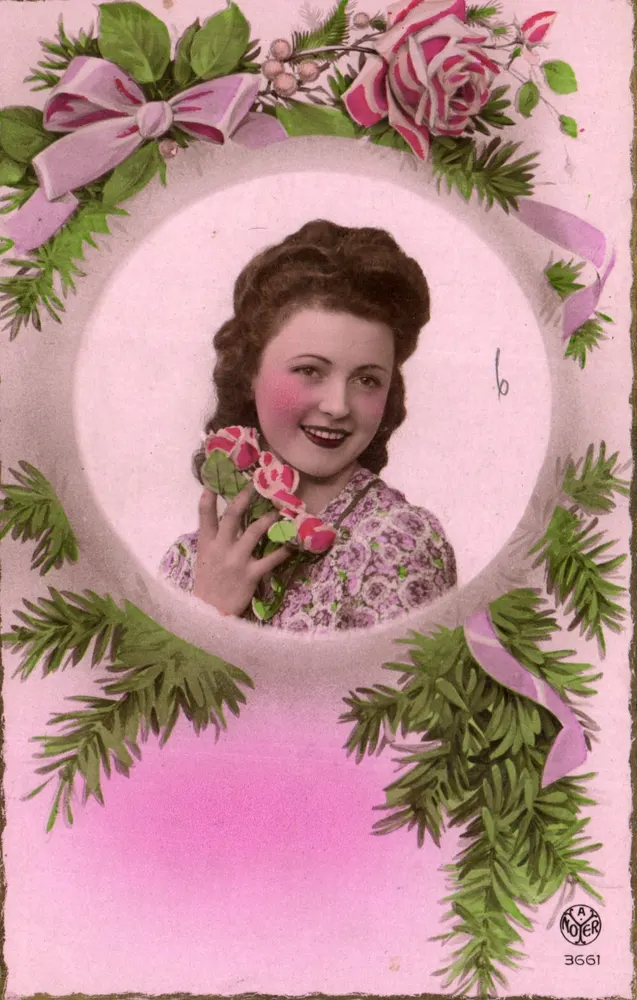 Lächelnde junge Frau — farbig bedruckte Ansichtskarte — Verlag A. Noëter, Nr. 3661 - Vorderseite