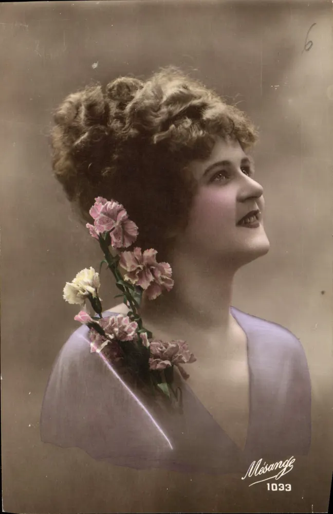 Jovem mulher com flores — retrato — Mésange 1033 - Frente