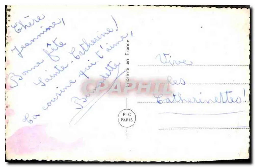 Jovem mulher sorridente — decoração floral — P-C PARIS - Verso