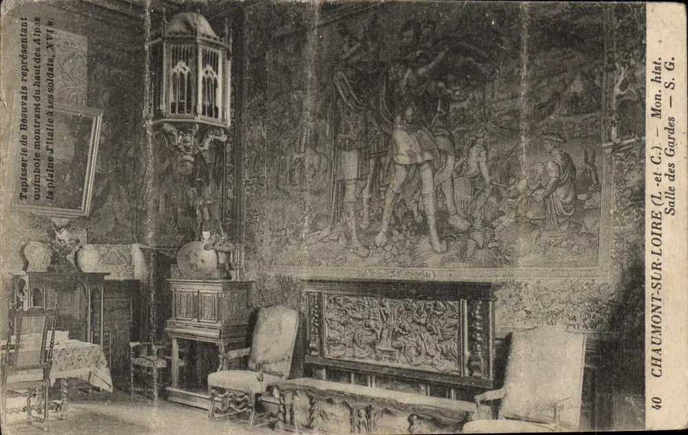 Historischer Saal der Gardes — Chaumont-sur-Loire — Wandteppich von Beauvais, darstellend die Schlacht der Alpen - Vorderseite