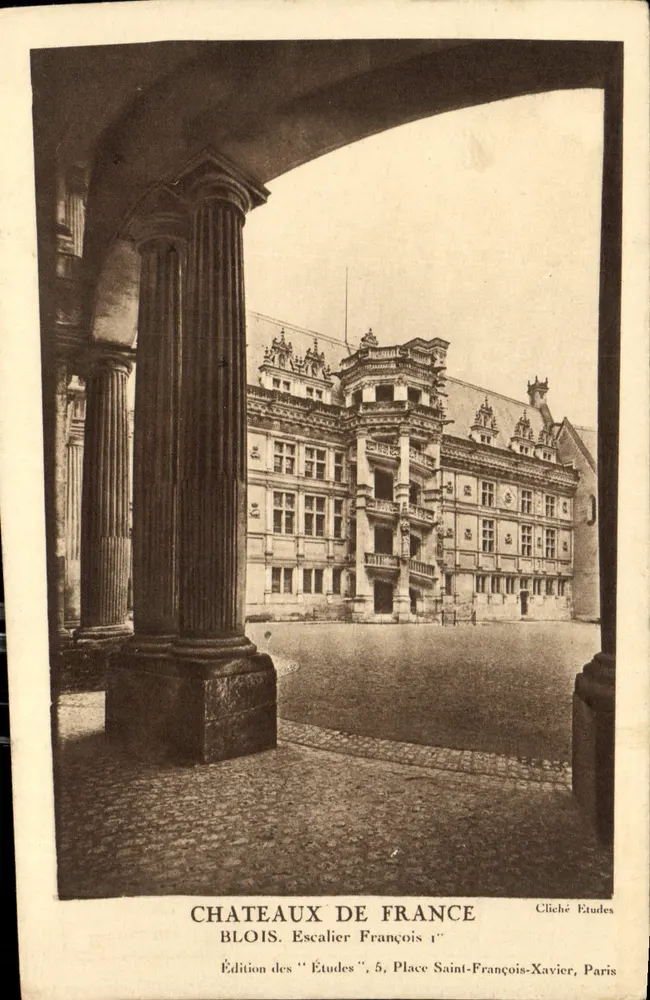 Französische Schlösser — Blois, Treppenhaus François Ier — Edition von 'Études', 5, Place Saint-François-Xavier, Paris - Vorderseite