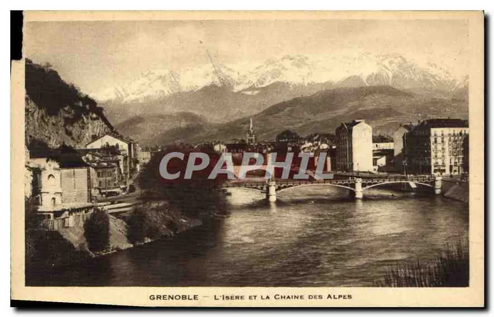 Grenoble — Der Fluss Isère und die Alpenkette — Verleger nicht sichtbar - Vorderseite