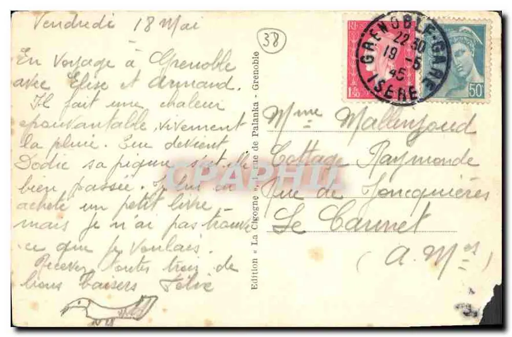 Grenoble (Isère) — Allgemeiner Blick und die Belledonne-Kette — Edition La Cigogne - Rückseite