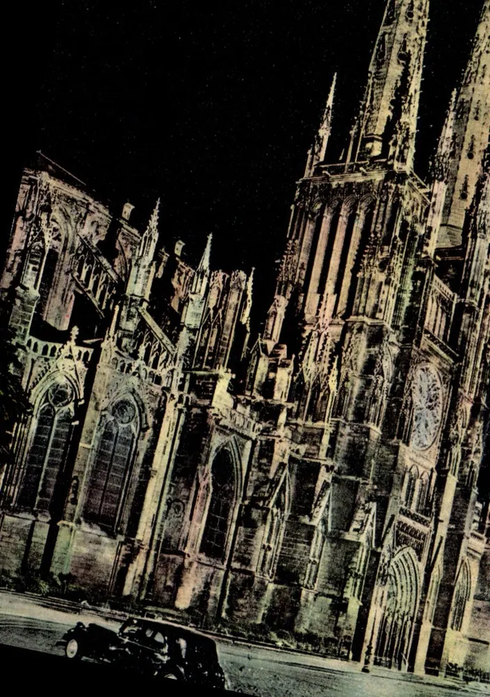 Bordeaux (Gironde) - Die Kathedrale Saint-André bei Nacht — Bloc Frères - Vorderseite