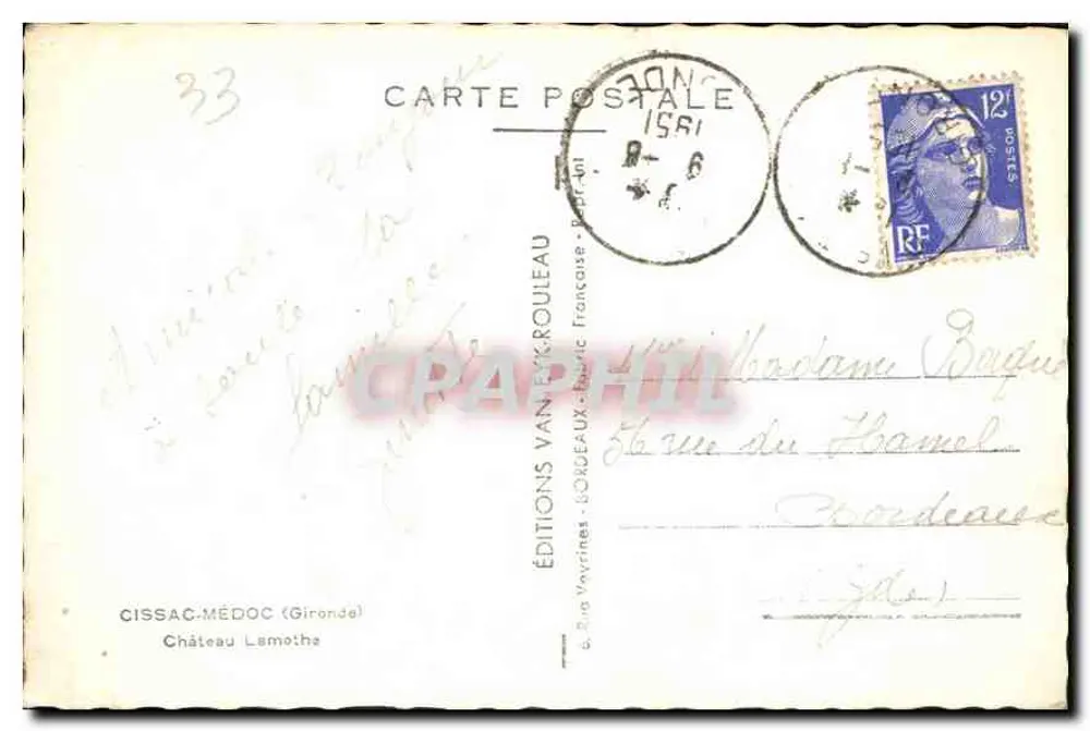 Castelo de Lamothe — Cissac-Médoc (Gironde) — Edições Van Eyrouleau - Verso