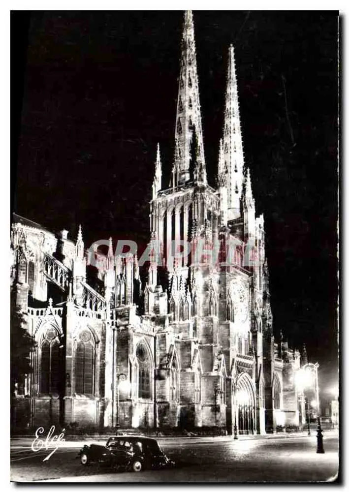 Bordeaux (Gironde), nachts — Die Pfeiler und das Apsis der Kathedrale Saint-André — L. Chataneau, 92, Carré Victor-Hugo, Bordeaux - Vorderseite