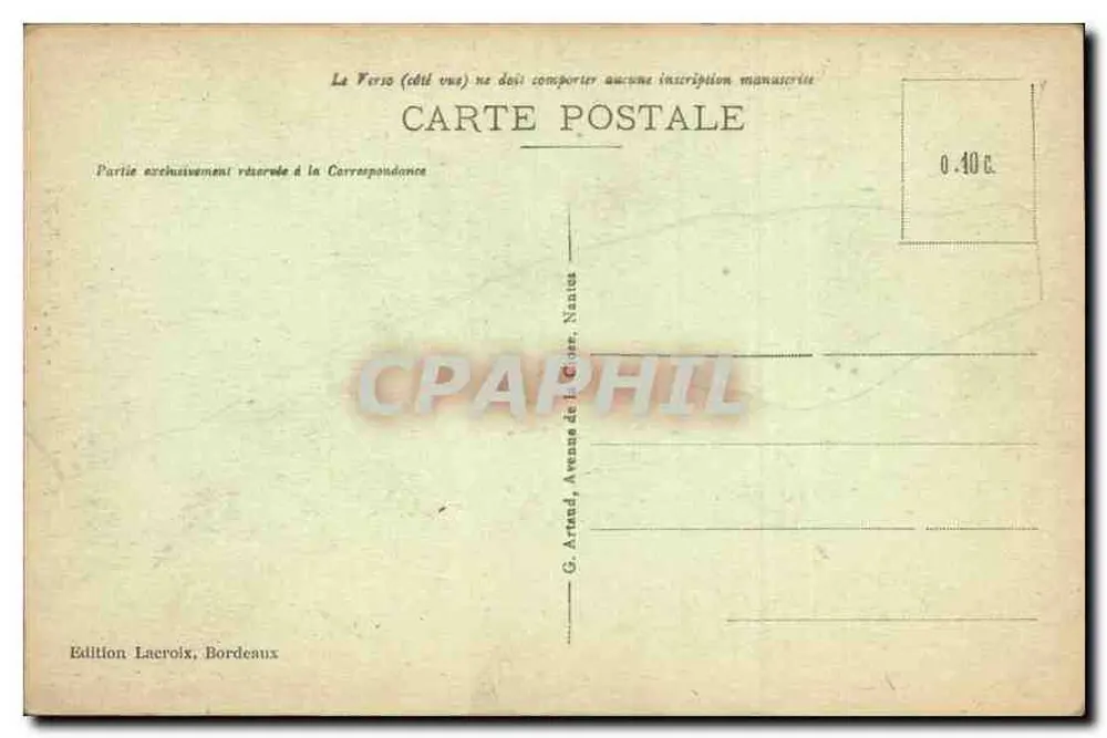 Bordeaux - A Porta do Palácio — editor Laeroix, n° 293 - Verso