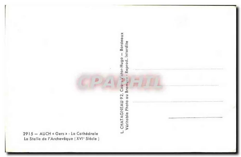 Die Stalle des Erzbischofs — Kathedrale von Auch (Gers) — 16. Jahrhundert — Verlag Elvé - Rückseite