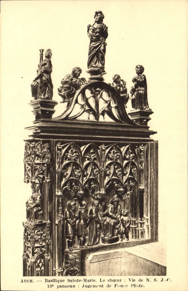 Auch — Basílica de Santa Maria: 10º painel do altar — Julgamento de Pôncio Pilatos - Frente