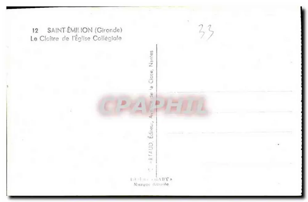 Saint-Émilion — Il chiostro della chiesa collegiata — Editore Gaby, Nantes - Verso