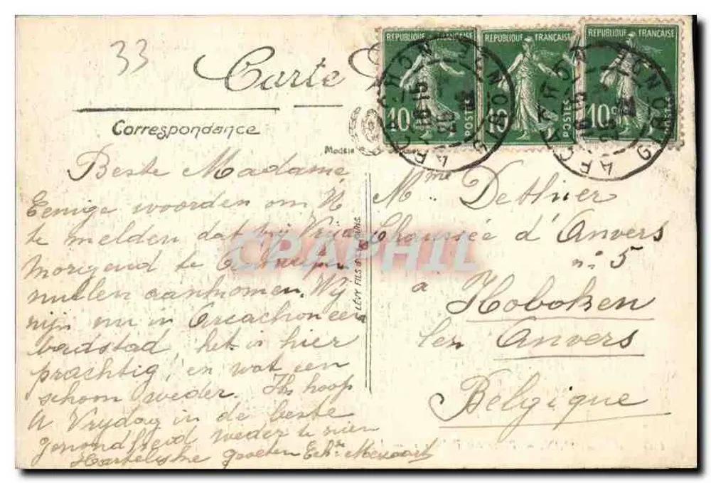 Arcachon — Praça dos Palmeiros — LL. n° 195 - Verso