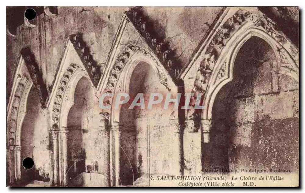 Saint-Émilion (Gironde) — O Claustro da Igreja Colegiada (século VIII) — Marcel Debboy, Fototipia, Bordeaux - Frente