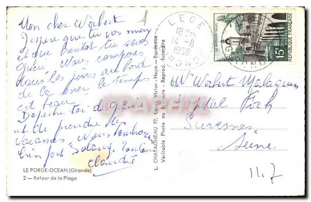 Le Porge-Ocean — Rückkehr vom Strand — L. Chatagneau, Gironde - Rückseite