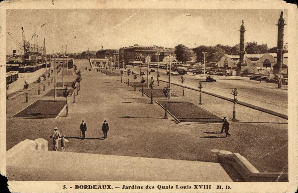 Bordeaux — Jardins des Quais Louis XVIII — M.D. — Éditeur Marcel Delbosc - Vorderseite