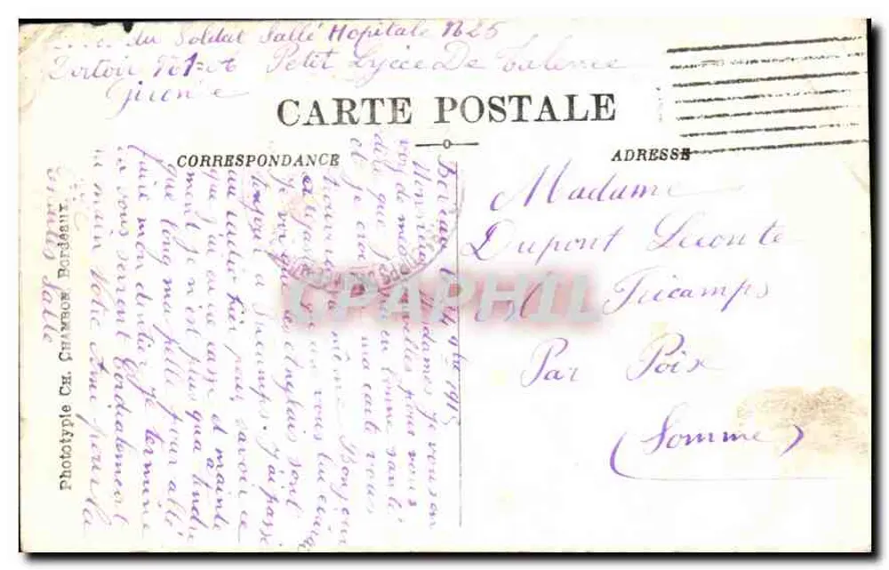 Bordeaux — Vue générale du Pont — C.B. - Verso