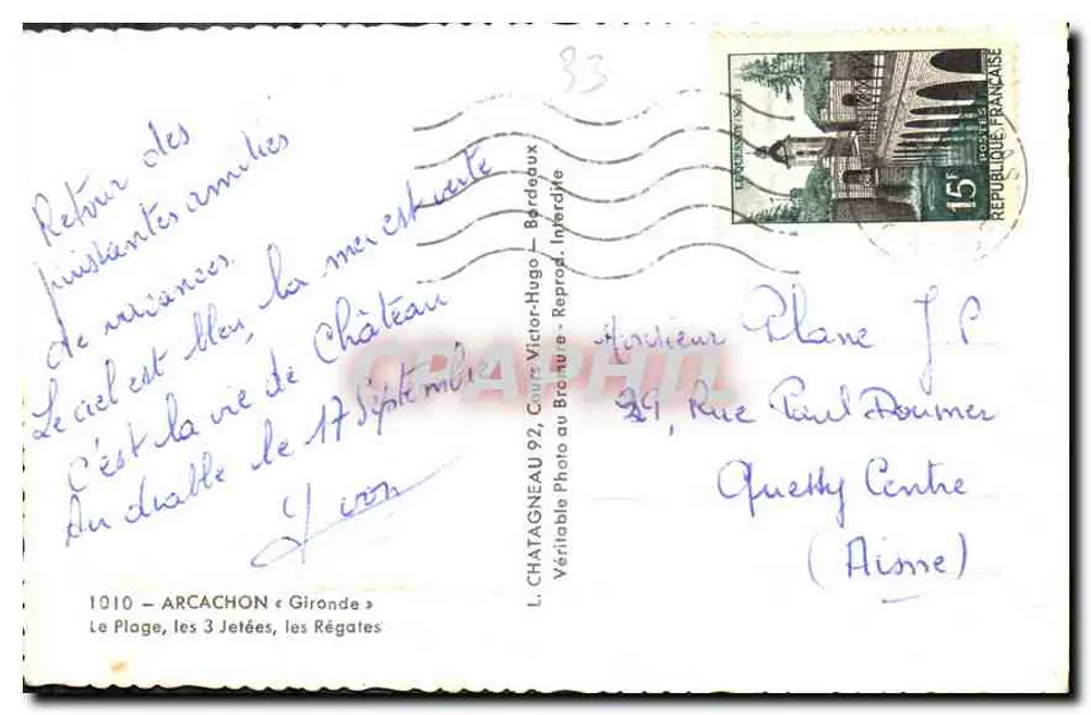 Arcachon — Ansicht der Regatten — Verlag Elcé - Rückseite