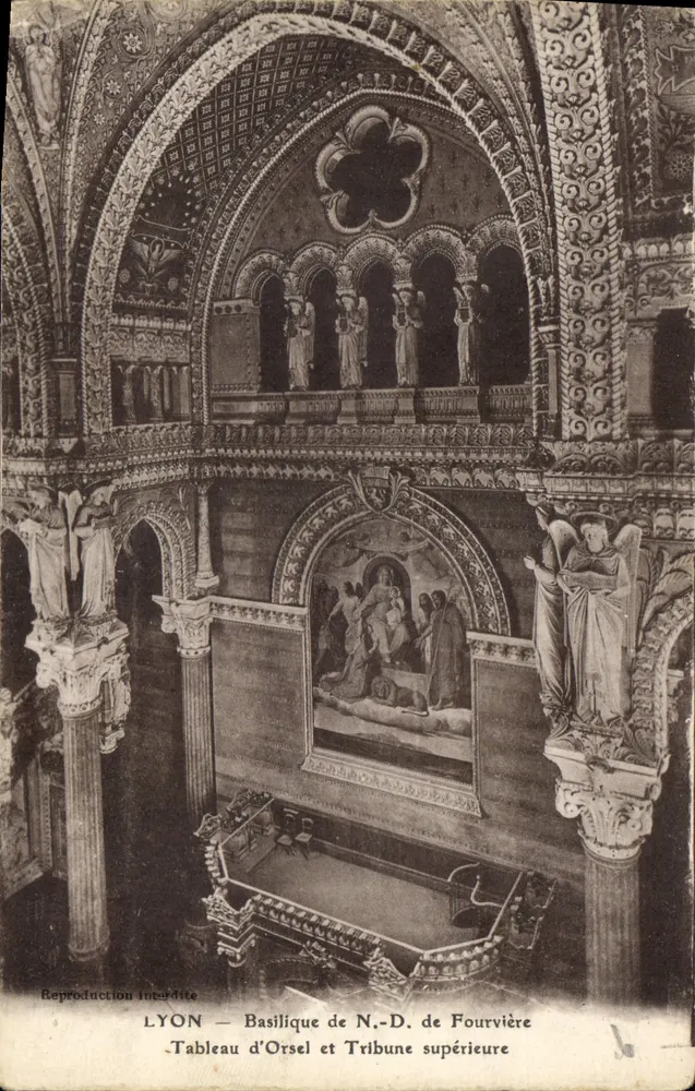 LYON — Basilika Notre-Dame de Fourvière — Gemälde von Orsel und Obertribüne - Vorderseite