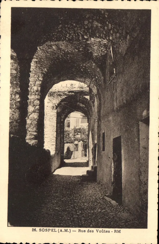 Sospel (A.M.) — Rua das Arcadas — Editor Roston e Munier, Nice - Frente