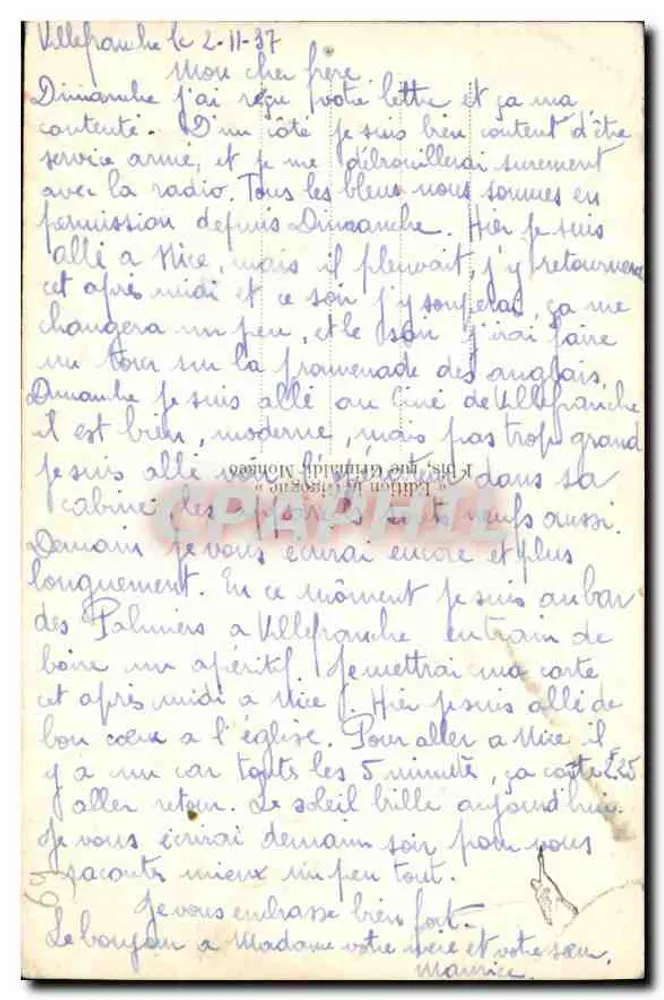 Villefranche-sur-Mer — Ansicht der Kirchstraße — Verlag: Druckerei Villefranche - Rückseite