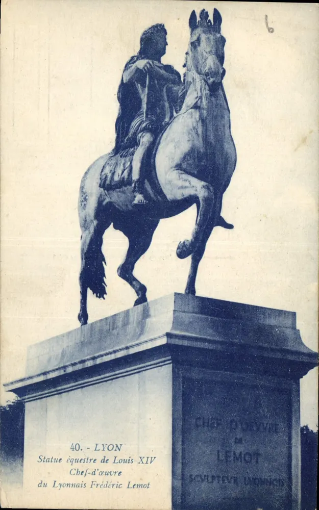 Lyon - Paardrijdende beeld van Lodewijk XIV - Meesterwerk van Frédéric Lemot - Voorkant