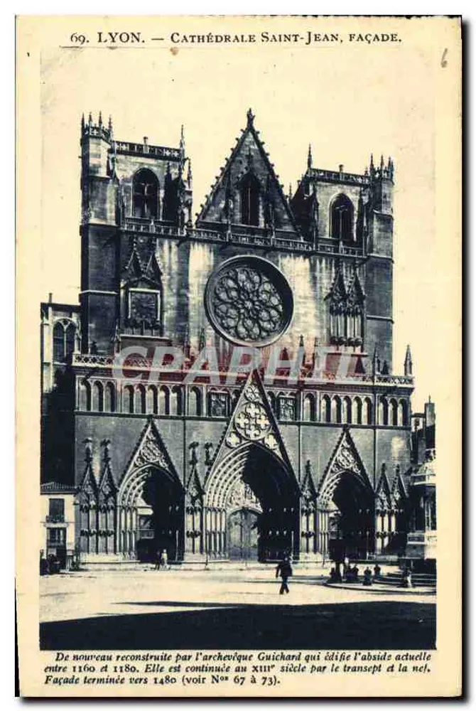 Lyon — Catedral São João, fachada — X. Coutagry, editor, Lyon - Frente