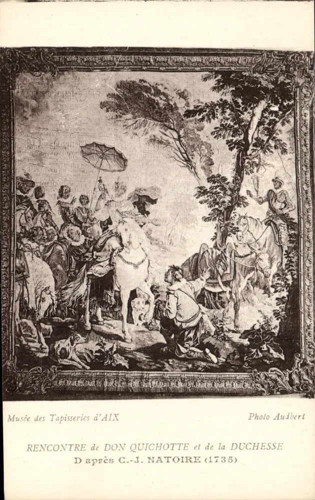 Begegnung von Don Quichotte und der Herzogin — Nach C.-J. Natoire (1735) — Musée des Tapisseries d'Aix, Photo Aubert - Vorderseite