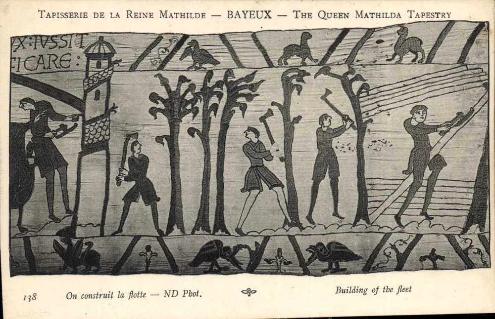 Tapisserie der Königin Mathilde — Bayeux — Szene der Schiffsbaus — ND Pbot. - Vorderseite