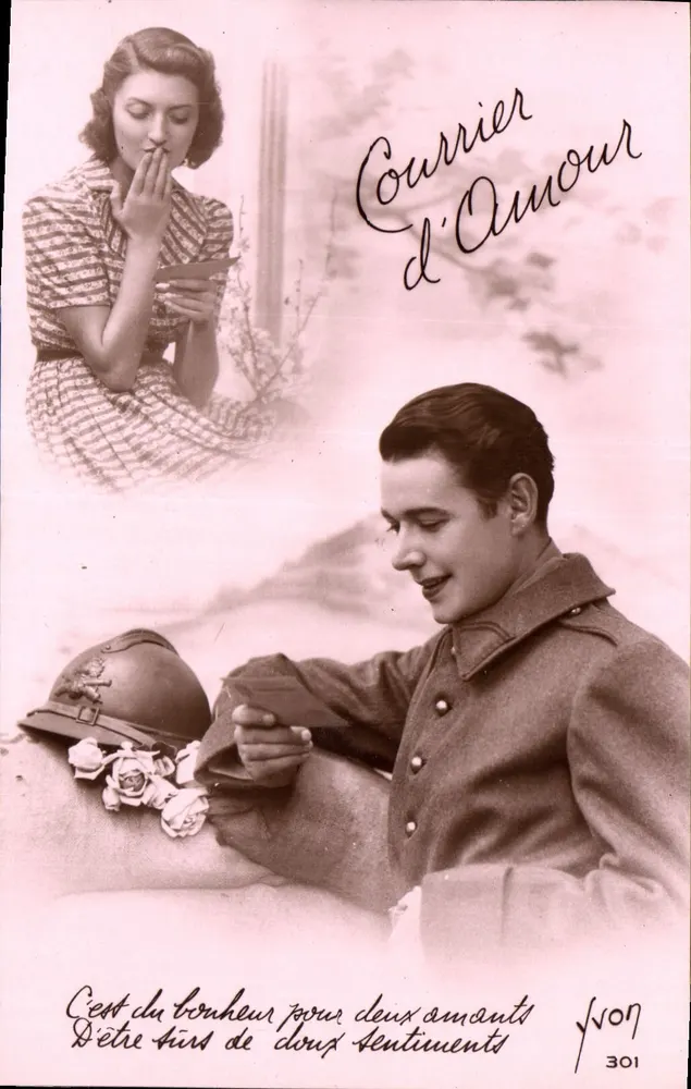 Deux amants — Soldat et jeune femme — Éditions YVON n°301 - Recto