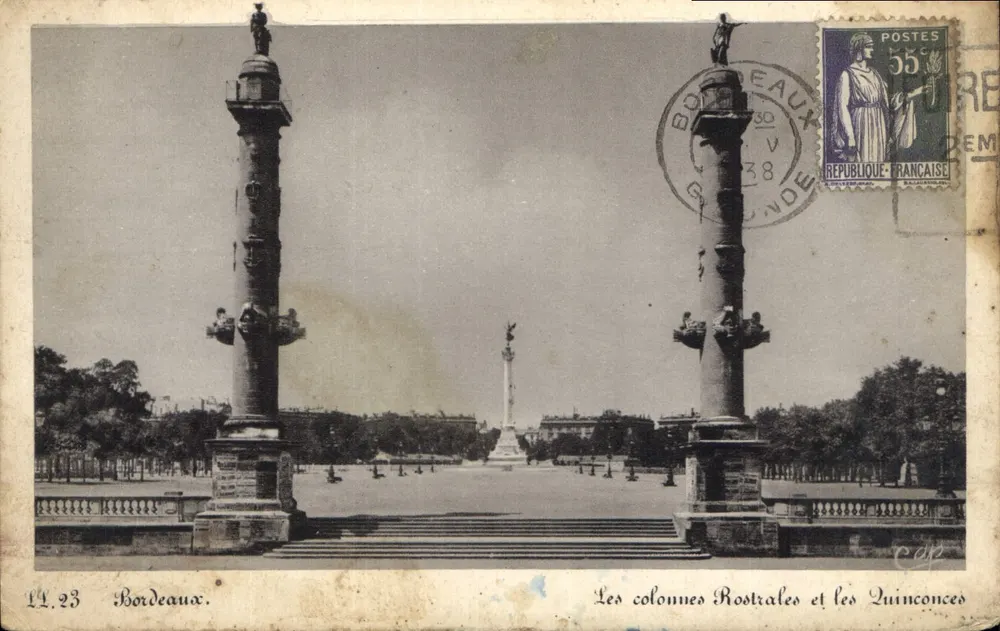 Die Rostrale-Säulen und die Quinconces — Bordeaux — Verlag L.L.23 - Vorderseite