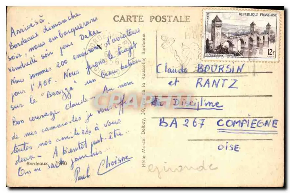 Bordeaux — Der Brücke, die Kirche und die Turm Saint-Michel — M. D. - Rückseite