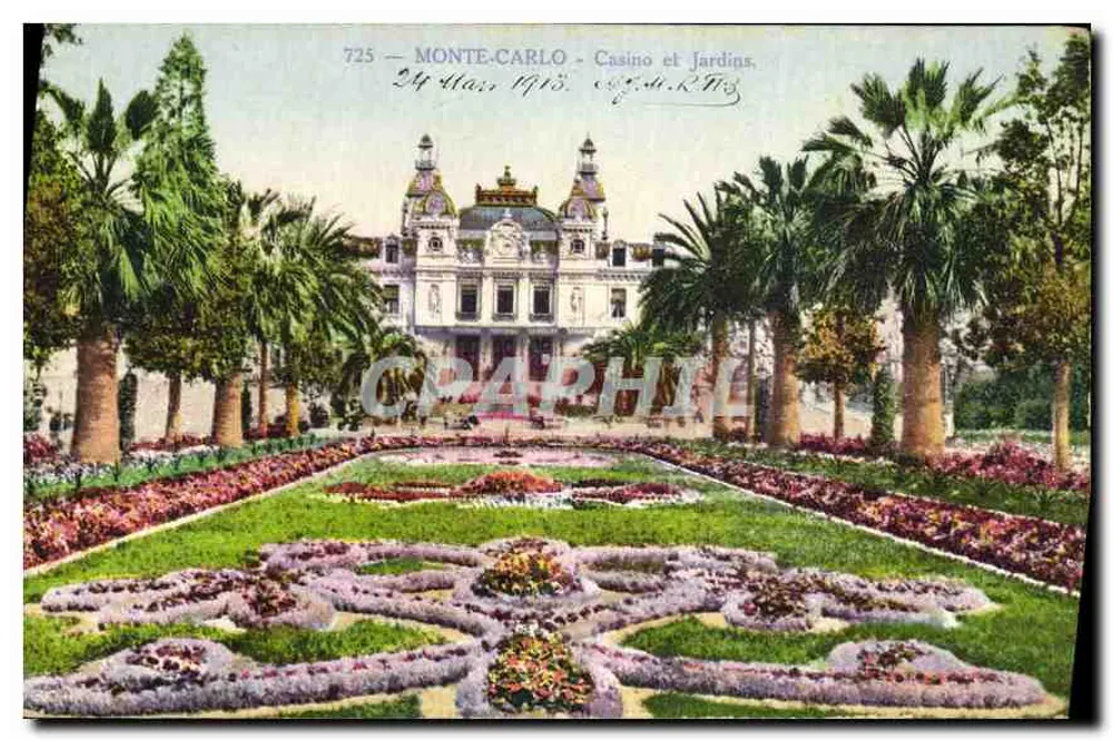 Monte-Carlo - Casino und Gärten — Verleger Bilecita, Nr. 725 - Vorderseite
