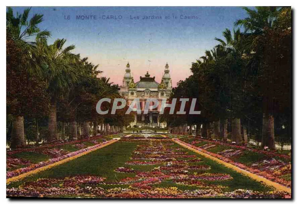 Monte-Carlo — Die Gärten und das Casino — Imp. ADIA, 55, ch. de SIRAN, NICE - Vorderseite