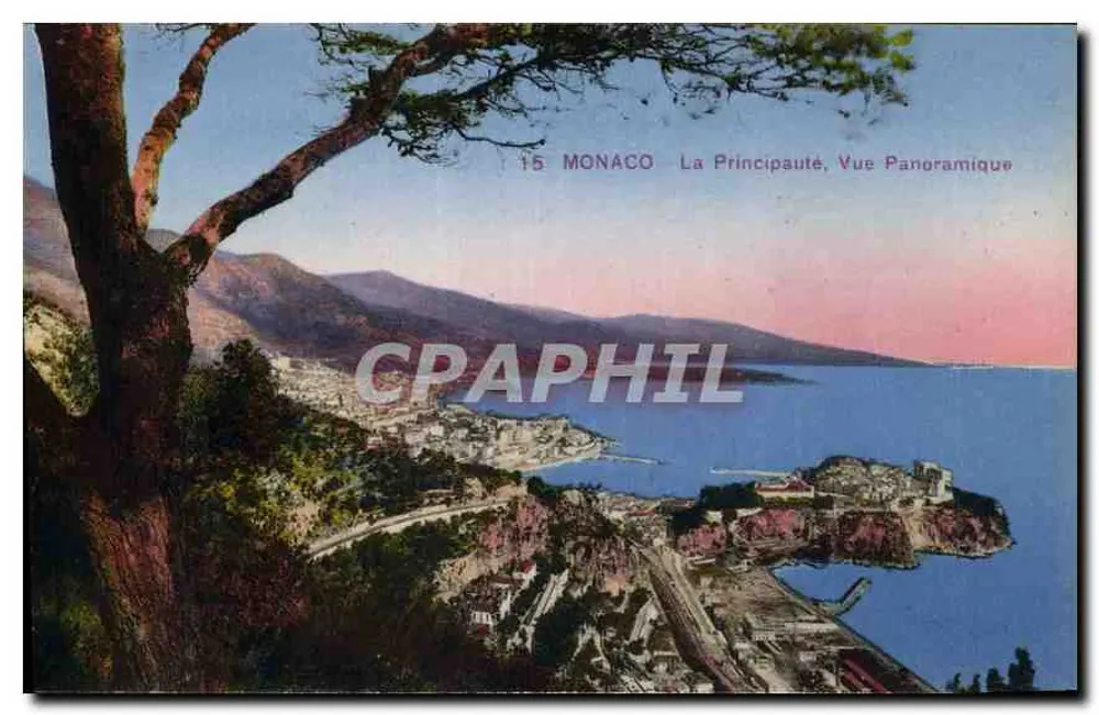 Mônaco — A Principauté, Vista Panorâmica — editor desconhecido, n° 15 - Frente