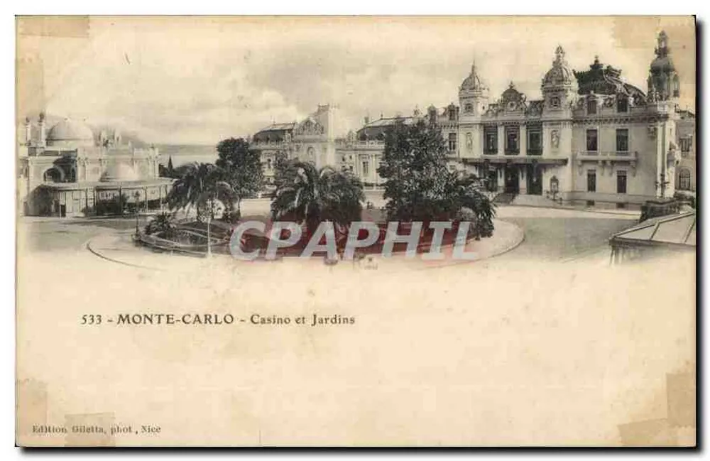 Monte-Carlo - Casino und Gärten — Edition Giletta, Fotografie Nice, n° 533 - Vorderseite