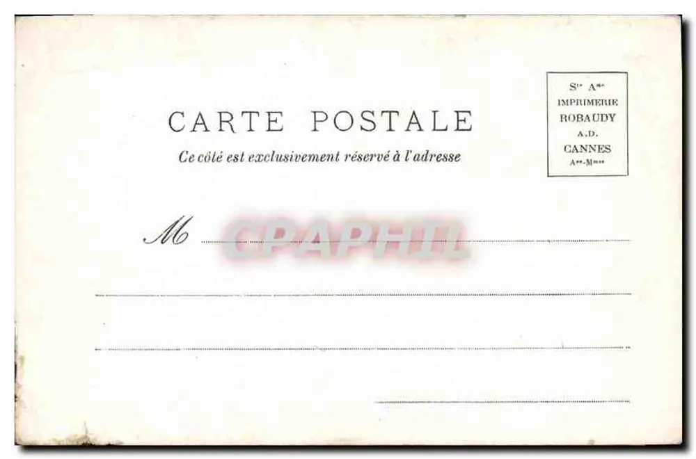 Vista dos Jardins de Monte-Carlo — Impressora Robaudy, Cannes - Verso