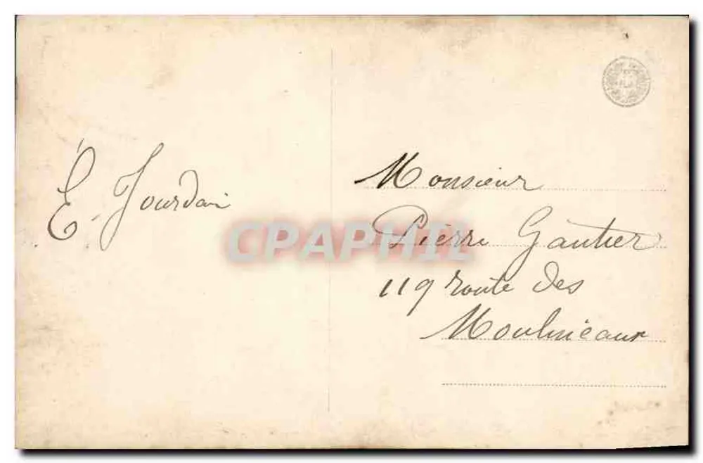 Junge Frau mit Blumenkorb — farbig gefärbte Phototypie — République Française, Nr. 6 - Rückseite