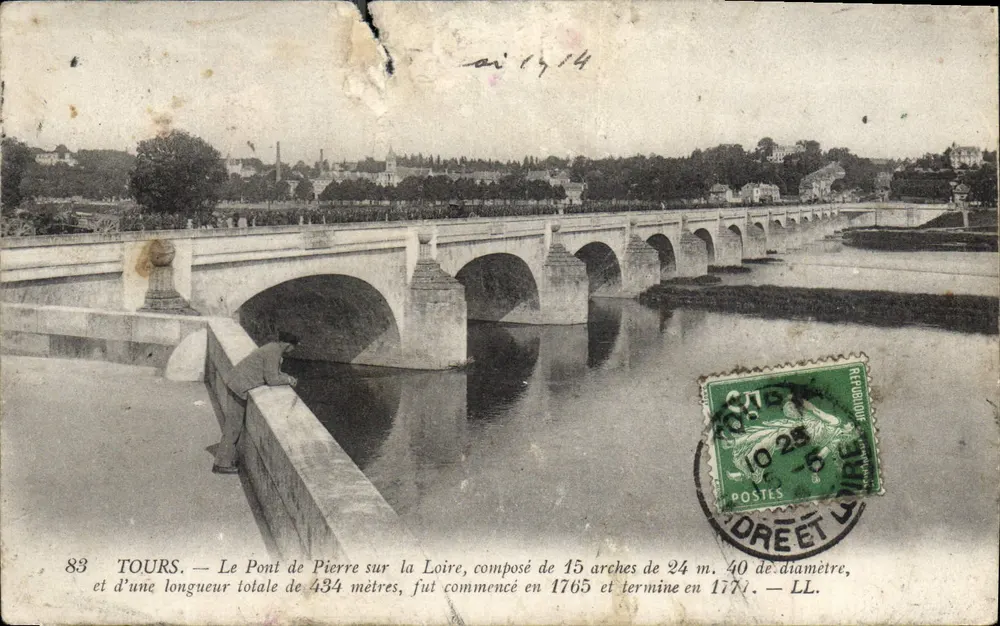 Tours — O Ponte de Pierre sobre a Loire — LL - Frente