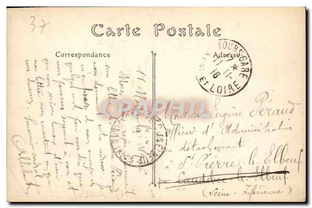 Castelo de CHENONCEAUX (Indre-et-Loire), sobre o Cher — fachadas Norte (entrada) e Leste (pavilhões da capela e da biblioteca) — ND. Fot. - Verso