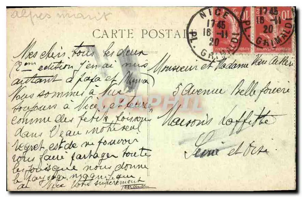 Nice — Jardim Albert Ier e a Pista de Promenade — P. M. edição Nice - Verso