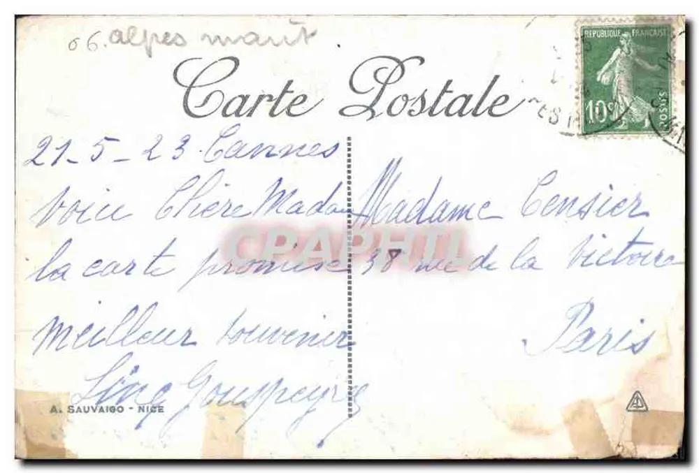 CANNES. Die Promenade de la Croisette und der Mont Chevalier — ND. Fot. - Rückseite