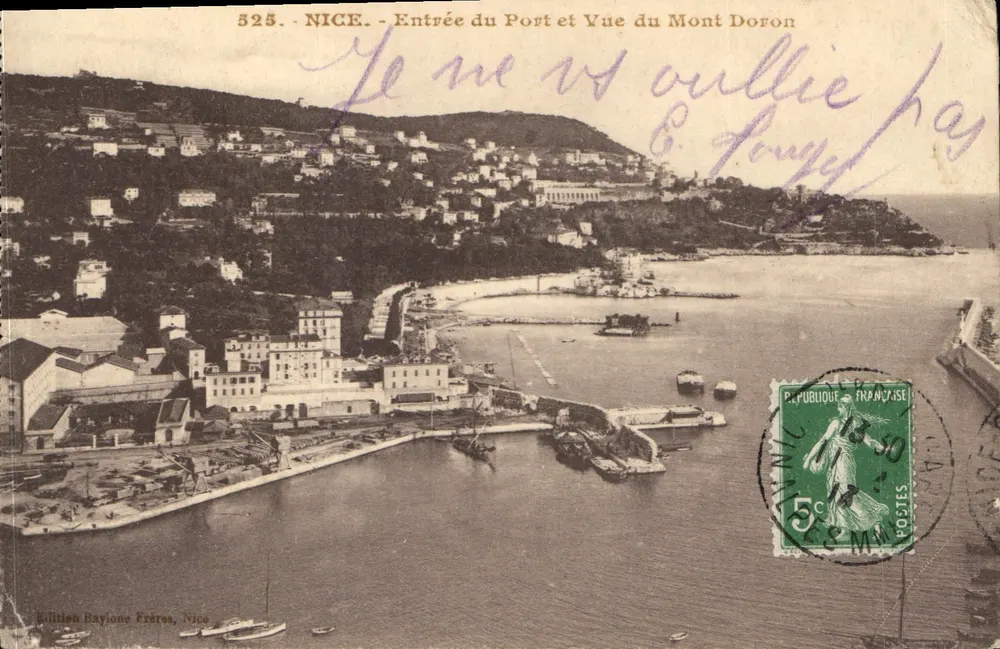 Nice - Eingang zum Hafen und Ansicht des Mont Doron — Edition Baylone Frères, Nr. 525 - Vorderseite