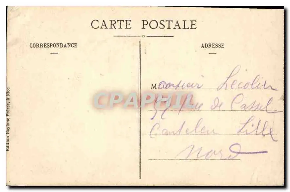 Nice - Eingang zum Hafen und Ansicht des Mont Doron — Edition Baylone Frères, Nr. 525 - Rückseite