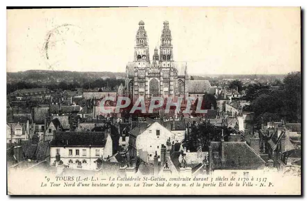 Tours (Loire) — A Catedral São Gatien e a cidade — N.P. - Frente