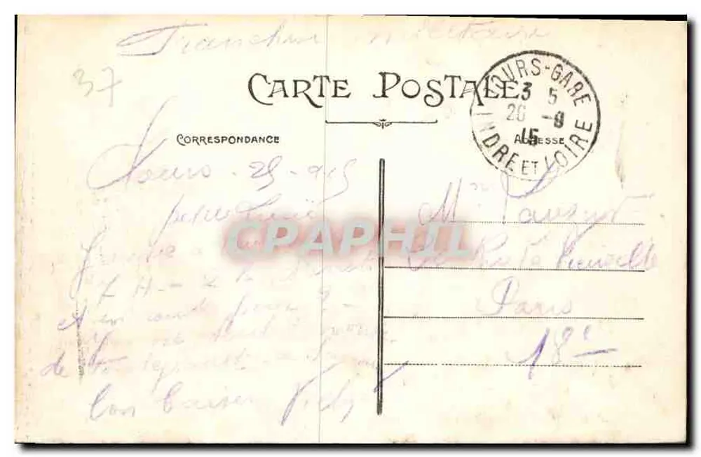 Tours (Loire) — A Catedral São Gatien e a cidade — N.P. - Verso