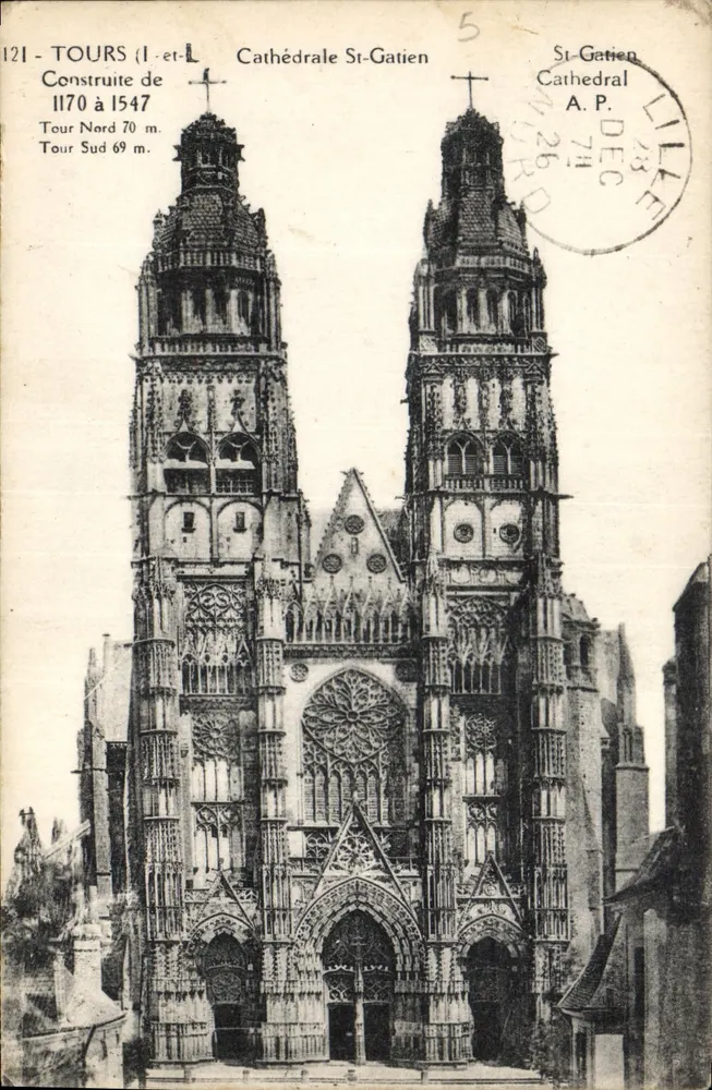 Tours — Kathedraal Sint Gatien — uitgever A.P. n°121 - Voorkant