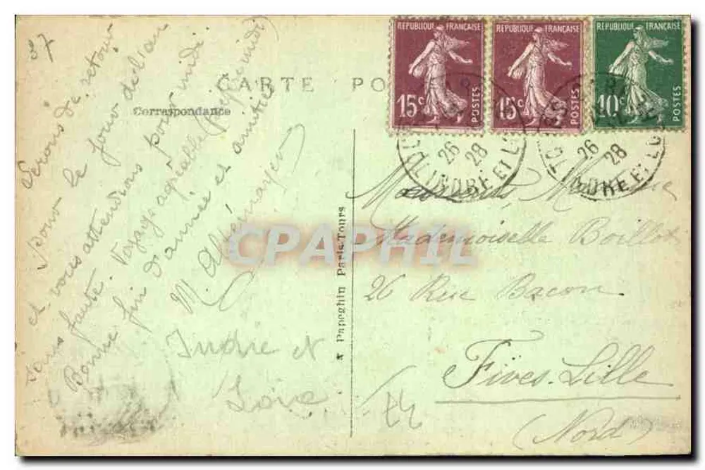 Tours — Kathedraal Sint Gatien — uitgever A.P. n°121 - Achterkant