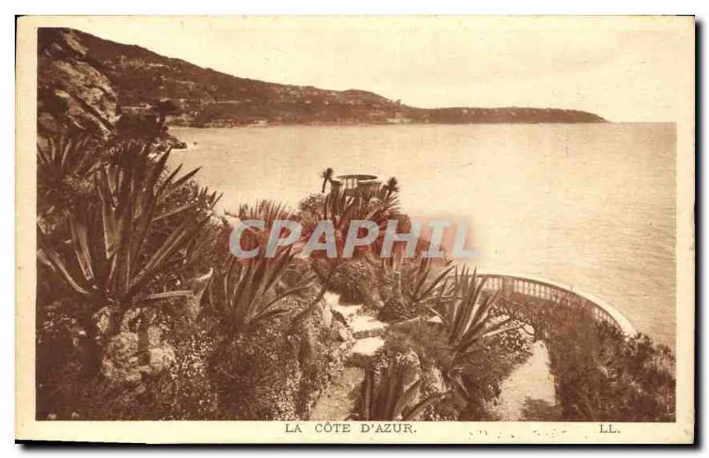 La Côte d'Azur — widok morza i ścieżki z roślinami — LL. - Awers