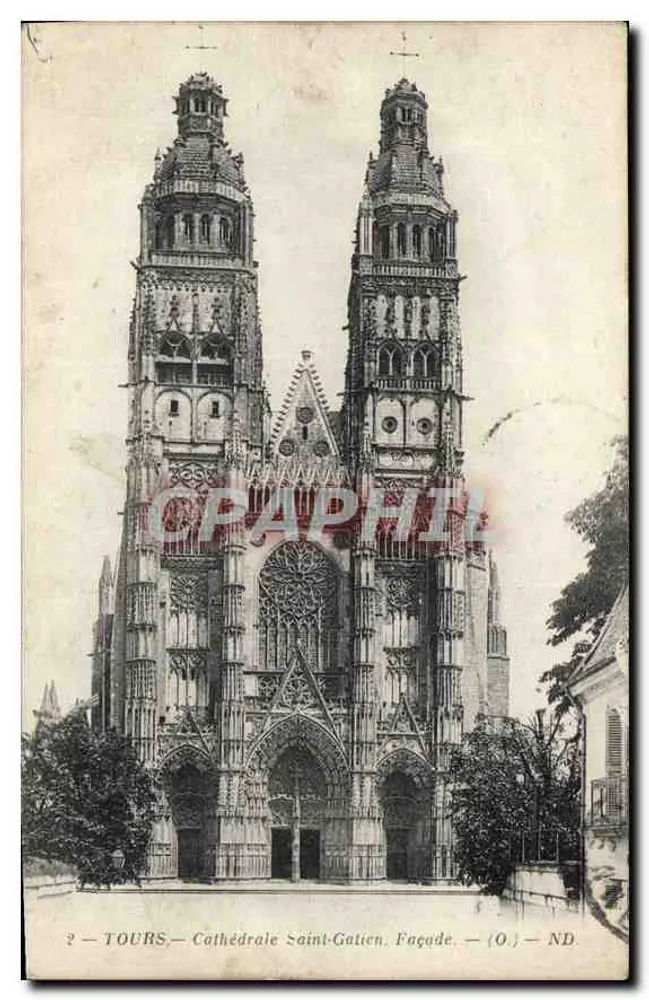 Tours — Catedral de São Gatien, Fachada — O. J. ND. - Frente